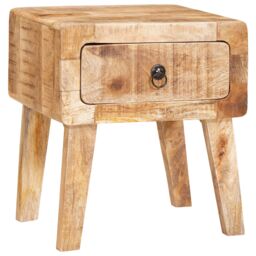 Berkfield Home End Tables with Drawer with Storage with Door Brown 40 x 32 x 46 cm Solid mango wood - thumbnail 3