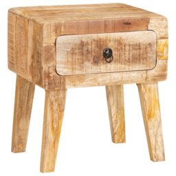Berkfield Home End Tables with Drawer with Storage with Door Brown 40 x 32 x 46 cm Solid mango wood - thumbnail 2