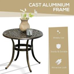 EONLION 60cm Round Hollow Top Design Side Table in Bronze - Size: 100 cm - thumbnail 5