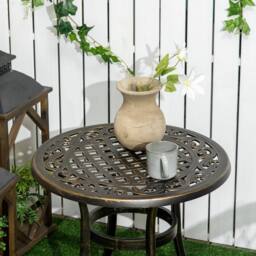 EONLION 60cm Round Hollow Top Design Side Table in Bronze - Size: 100 cm - thumbnail 3