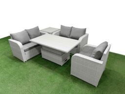 Fimous High Back Poly Rattan Garden Furniture Set w/ Reclining Chair Loveseat Sofa Adjustable Lifting Dining or Coffee Table Indoor Outdoor Patio Set - thumbnail 2