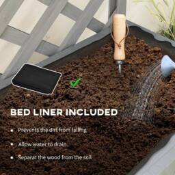 Kelvenix Wooden Raised Planter with Trellis & 2 Shelves, Grey - Size: 100g - thumbnail 4