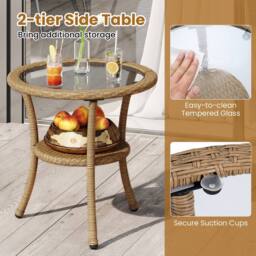Costway 3 PCS PE Wicker Patio Bistro Set Outdoor Conversation Set w/ Cushions - thumbnail 4