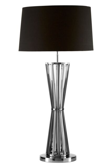 Orsina Twisted Base Table Lamp, High Gloss Nickel Stainless Steel, Black Fabric Shade Accent Lighting in Silver - image 1