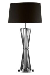 Orsina Twisted Base Table Lamp, High Gloss Nickel Stainless Steel, Black Fabric Shade Accent Lighting in Silver