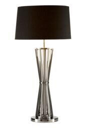 Orsina Twisted Base Table Lamp, High Gloss Nickel Stainless Steel, Black Fabric Shade Accent Lighting in Silver - thumbnail 3