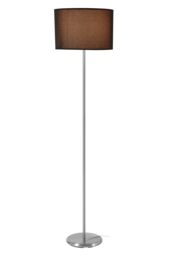 Orsina Grey Shade Floor Lamp, Polished Chrome Stainless Steel Stand, Waffle Fabric Drum Shade, Floor Lamp With in Black - thumbnail 2