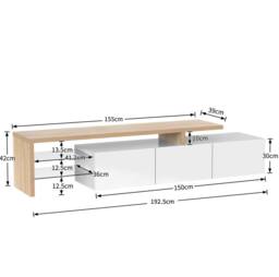 STILVORA TV Cabinet with Glass Shelves & LED Lighting in White - thumbnail 4