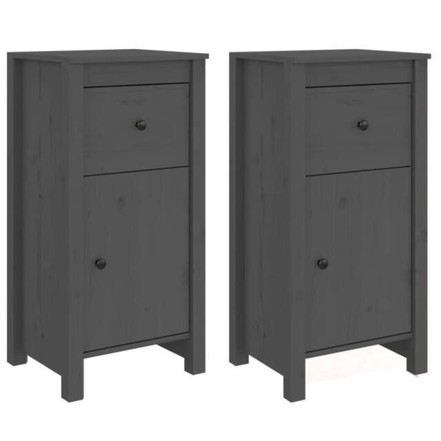 Berkfield Home Sideboards 2 pcs Grey 40x35x80 cm Solid Wood Pine - Size: 40 x 35 x 80 cm - image 1