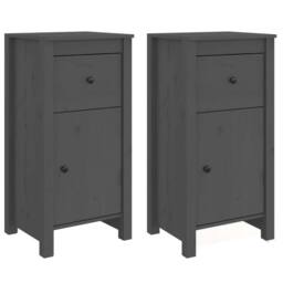 Berkfield Home Sideboards 2 pcs Grey 40x35x80 cm Solid Wood Pine - Size: 40 x 35 x 80 cm