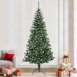 Berkfield Home Elegant Artificial Pre-lit Christmas Tree Green 240 cm PVC & Metal - thumbnail 2