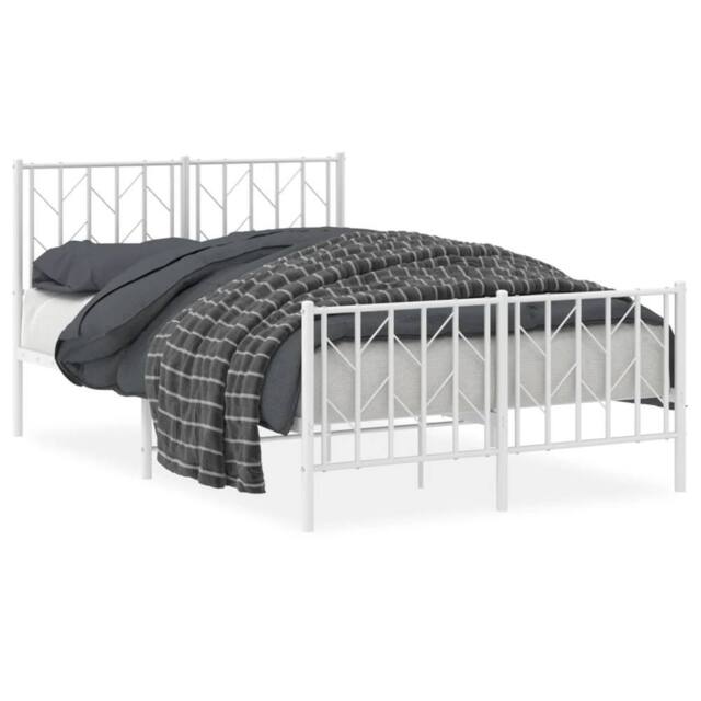 Berkfield Home Metal Bed Frame without Mattress with Footboard¬†White 120x190cm in White - Size: 120x190 cm - image 1