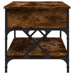Berkfield Home Coffee Table Smoked Oak 100x50x50 cm Engineered Wood & Metal in Brown - Size: 100 x 50 x 50 cm - thumbnail 6