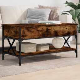 Berkfield Home Coffee Table Smoked Oak 100x50x50 cm Engineered Wood & Metal in Brown - Size: 100 x 50 x 50 cm - thumbnail 1