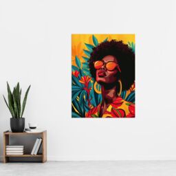 "Artery8 Wall Art Print Caribbean Woman Shades Pop Art Sunny Day Painting Poster in Orange - Size: W18"" x H24""" - thumbnail 4