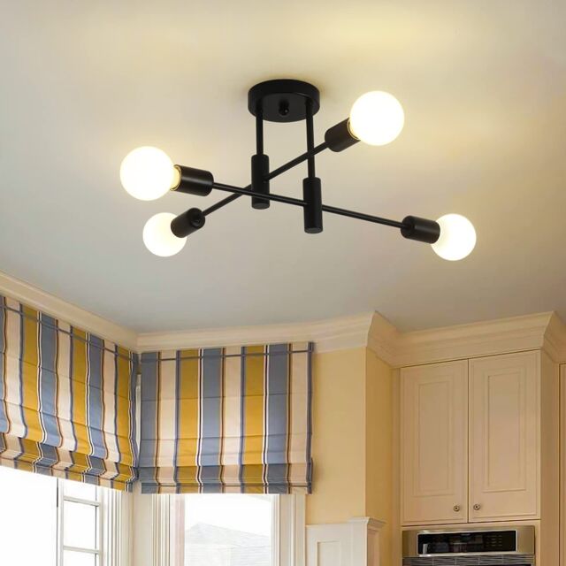 Garwarm 4-Light Modern Black Metal Industrial Vintage Sputnik Ceiling Light - image 1