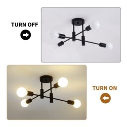 Garwarm 4-Light Modern Black Metal Industrial Vintage Sputnik Ceiling Light - thumbnail 4