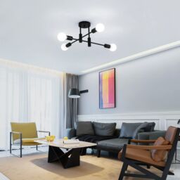 Garwarm 4-Light Modern Black Metal Industrial Vintage Sputnik Ceiling Light - thumbnail 2