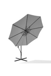 Garden Sanctuary Large 32 LED Lights Cantilever Garden Parasol with Cross Base in Light Grey - thumbnail 4