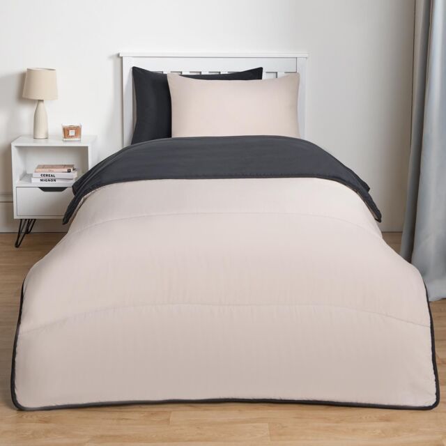 OHS Soft Coverless 10.5 TOG Duvet Set Pillowcase Quilted Cover in Stone - Size: Single - image 1