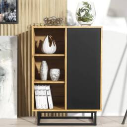 Mex Furniture LTD Sideboard Elysian Loft 100cm - Dark Oak & Black in Dark Brown - thumbnail 2