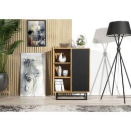 Mex Furniture LTD Sideboard Elysian Loft 100cm - Dark Oak & Black in Dark Brown - thumbnail 3
