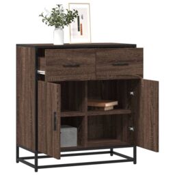 Berkfield Home Sideboard Brown Oak 68x35x76 cm Engineered Wood & Metal - Size: 68 x 35 x 76 cm - thumbnail 1
