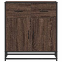 Berkfield Home Sideboard Brown Oak 68x35x76 cm Engineered Wood & Metal - Size: 68 x 35 x 76 cm - thumbnail 4