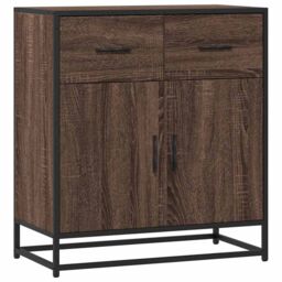 Berkfield Home Sideboard Brown Oak 68x35x76 cm Engineered Wood & Metal - Size: 68 x 35 x 76 cm - thumbnail 2