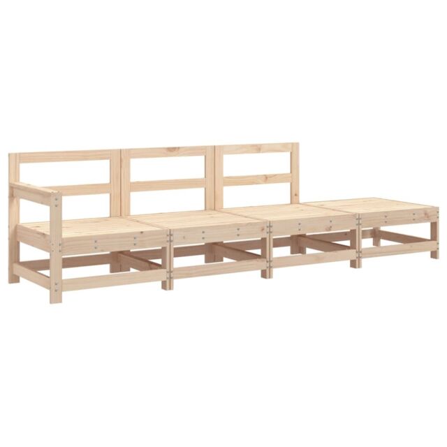Berkfield Home 4 Piece Garden Lounge Set Solid Wood Pine in Brown - image 1