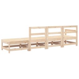 Berkfield Home 4 Piece Garden Lounge Set Solid Wood Pine in Brown - thumbnail 3