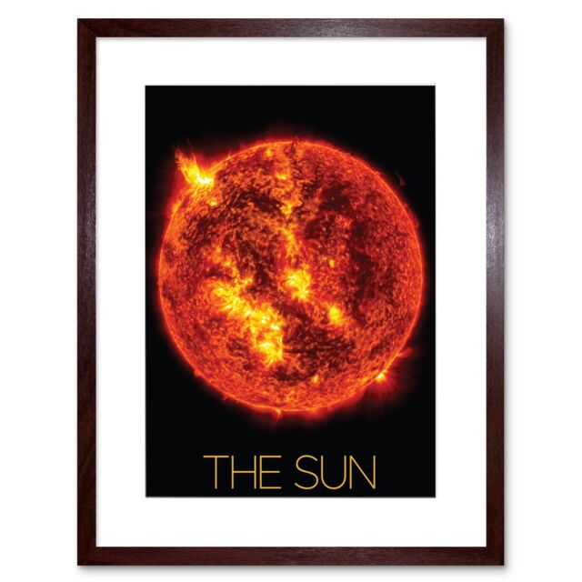 "Artery8 Wall Art Print NASA Our Solar System The Sun Solar Flare Image Artwork Framed 9X7 Inch in Brown - Size: W7"" x H9""" - image 1