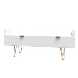 Ready Assembled 2 U Fuji 2 Drawer TV Unit (Ready Assembled) in White - thumbnail 3