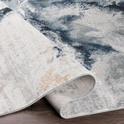 Livabliss Jolie-Abstract Blue Grey Beige Burgundy Modern Marble Living Dining Bedroom Rug in Dark Blue - Size: 80 cm x 220 cm - thumbnail 4