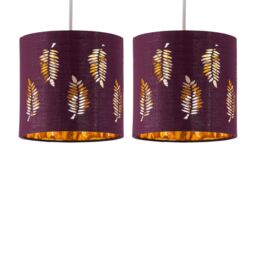 First Choice Lighting Set of 2 Fern - Burgundy Cut Out 15.5cm Table Lamp Shades