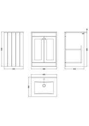 Balterley 600mm Floor Standing 2 Door Unit with Basin 1 Tap Hole - Pebble Grey - thumbnail 2