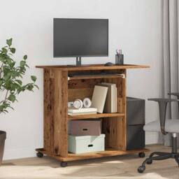 Berkfield Home Computer Desk Old Wood 80x50x75 cm Engineered Wood in Brown - Size: 80 x 50 x 75 cm - thumbnail 3