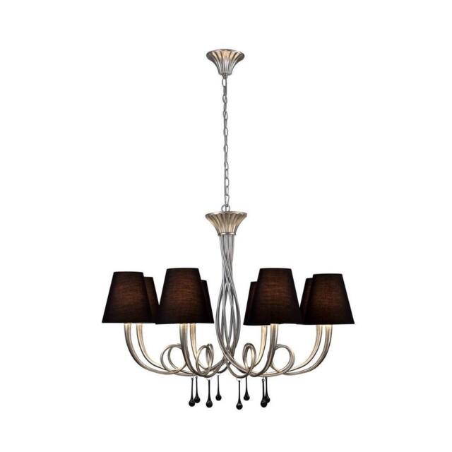 Netlighting Paola Pendant 95cm Round 8 x E14 Silver ing Black Shades - image 1