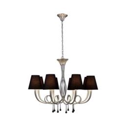 Netlighting Paola Pendant 95cm Round 8 x E14 Silver ing Black Shades - thumbnail 1