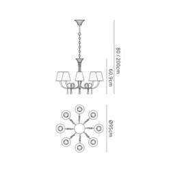 Netlighting Paola Pendant 95cm Round 8 x E14 Silver ing Black Shades - thumbnail 2