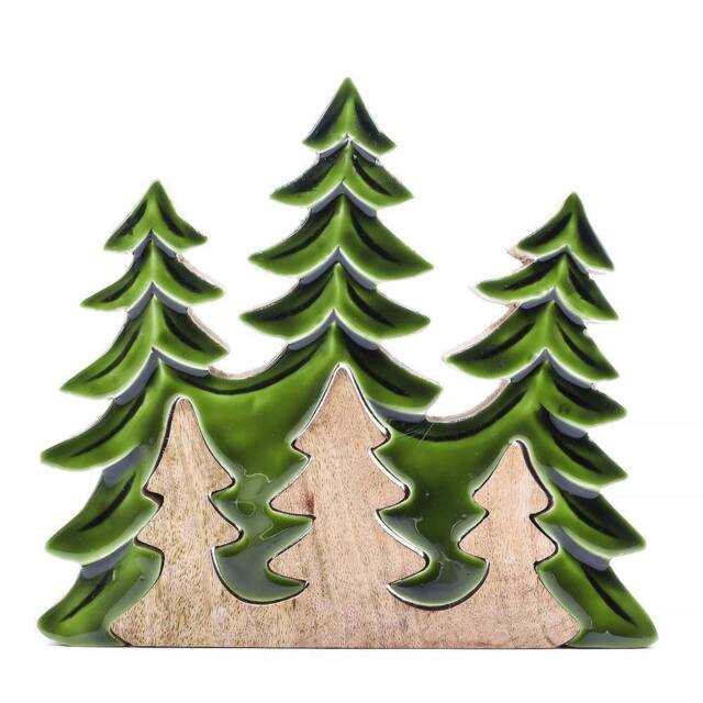 Serenityy Lost in the Forest - Three Trees 3D Wooden Decoration - 20x23cm in Green - Size: 20 cm - image 1
