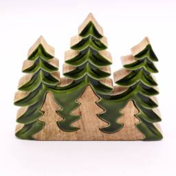 Serenityy Lost in the Forest - Three Trees 3D Wooden Decoration - 20x23cm in Green - Size: 20 cm - thumbnail 4