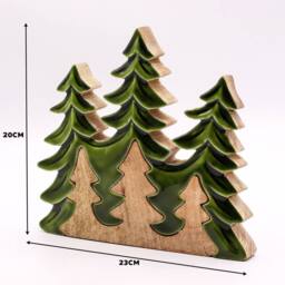 Serenityy Lost in the Forest - Three Trees 3D Wooden Decoration - 20x23cm in Green - Size: 20 cm - thumbnail 5