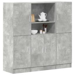 Berkfield Home 3 Piece Kitchen Cabinet Set Concrete Grey Engineered Wood - thumbnail 2