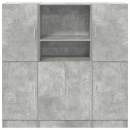 Berkfield Home 3 Piece Kitchen Cabinet Set Concrete Grey Engineered Wood - thumbnail 5