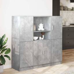 Berkfield Home 3 Piece Kitchen Cabinet Set Concrete Grey Engineered Wood - thumbnail 3