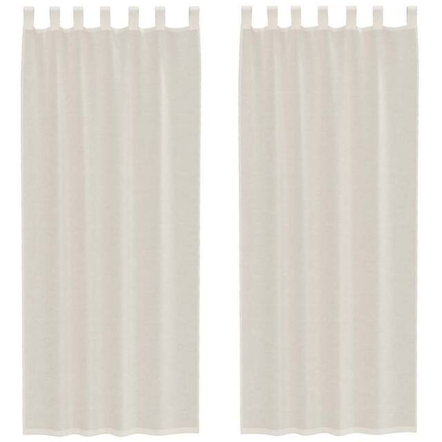 Berkfield Home Voile Curtains with Tab Top 2 pcs Cream - image 1