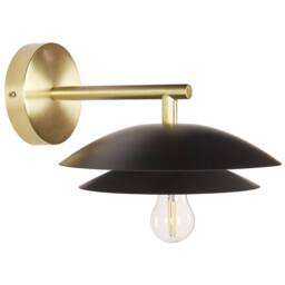 Wyld and Coco Wall Lamp Black and Gold Steel Double Cone Shade Modern Glam - thumbnail 2