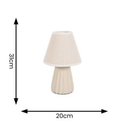 ValueLights Saskia Natural Textured Ceramic Table Lamp with Linen Tapered Lamp Shade in Cream - thumbnail 7