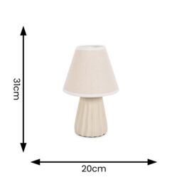 ValueLights Saskia Natural Textured Ceramic Table Lamp with Linen Tapered Lamp Shade in Cream - thumbnail 5